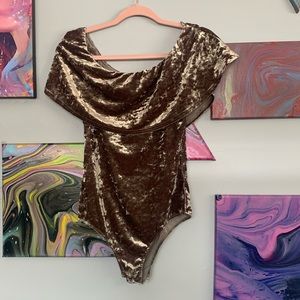 Brown velvet bodysuit